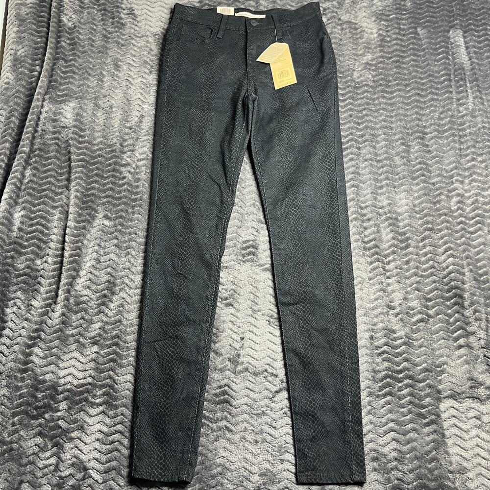 Levi's 720 High Rise Super Skinny Jeans Black Women 26x30 Snakeskin Print NWT